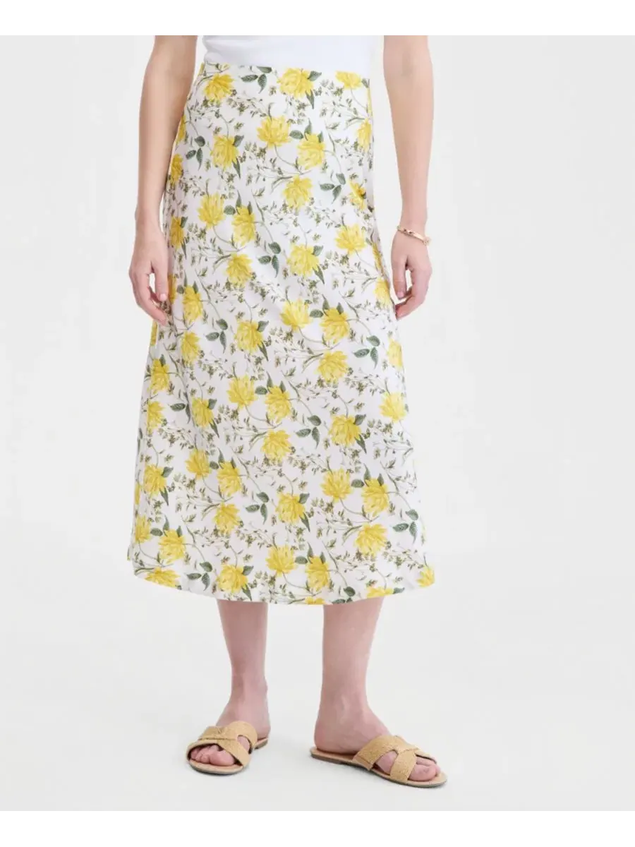 Женская юбка-слип с принтом, модель Printed Midi Slip Skirt On 34th — изображение 4 из 6, желтый