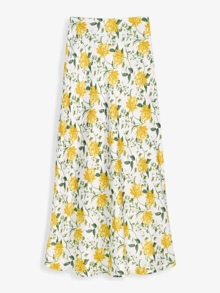 Женская юбка-слип с принтом, модель Printed Midi Slip Skirt On 34th — изображение 5 из 6, желтый