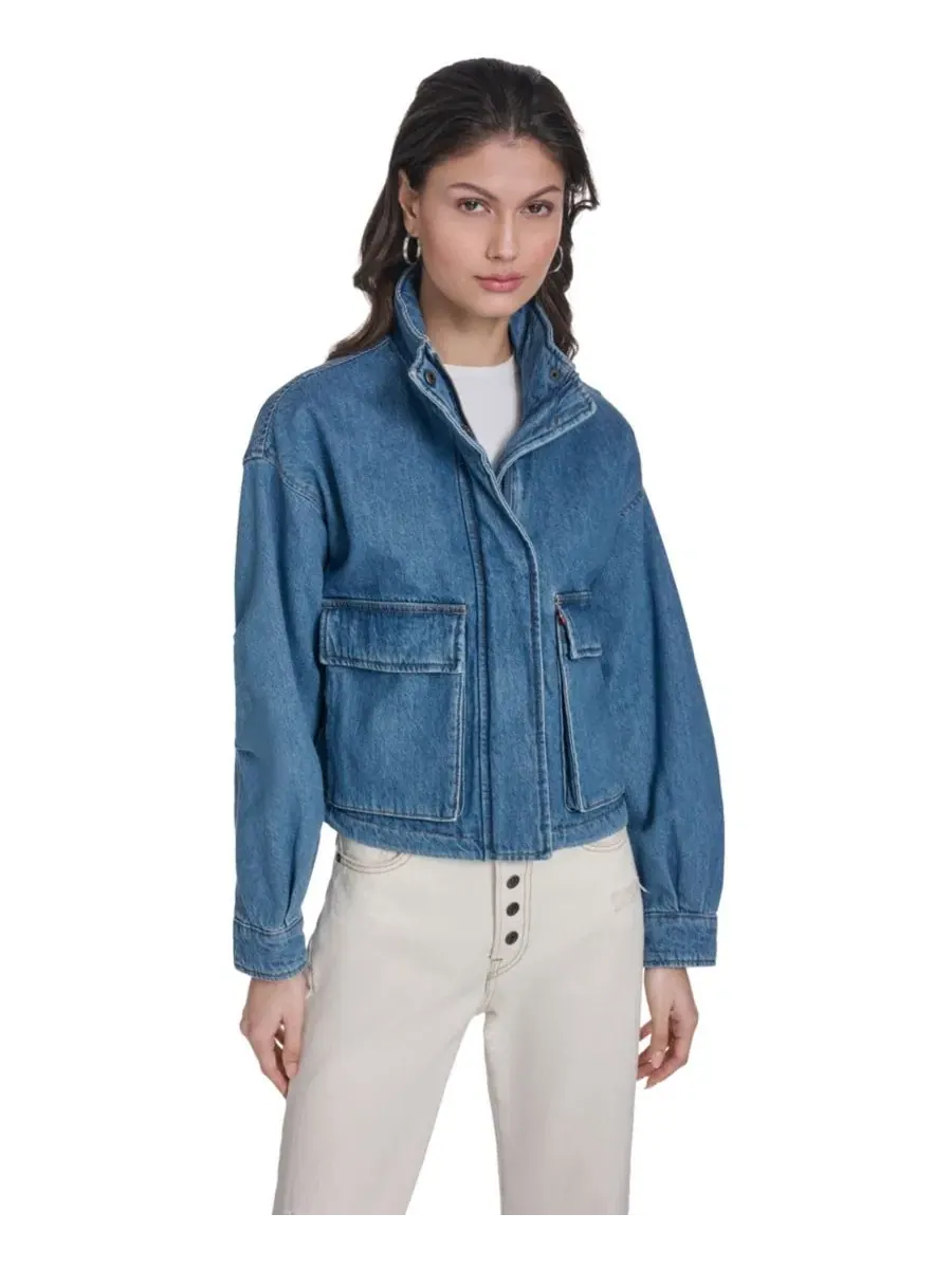 Женская укороченная куртка из армейской одежды Levi's — изображение 2 из 6, джинсовый синий