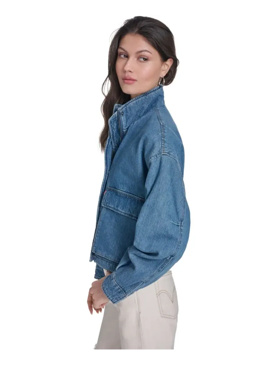 Женская укороченная куртка из армейской одежды Levi's — изображение 3 из 6, джинсовый синий