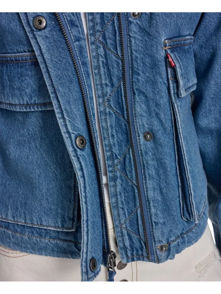 Женская укороченная куртка из армейской одежды Levi's — изображение 4 из 6, джинсовый синий