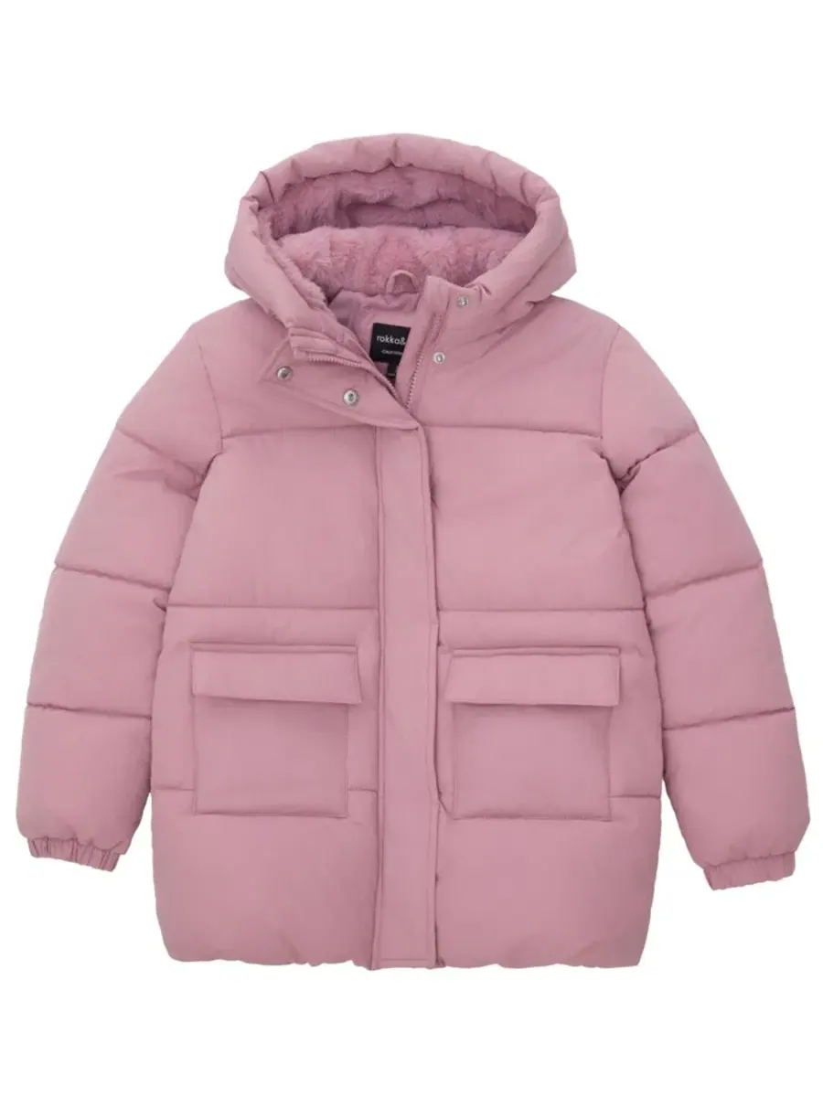 Детский пуховик с капюшоном Madison Longline Rokka&Rolla — изображение 7 из 11, розовый розовый