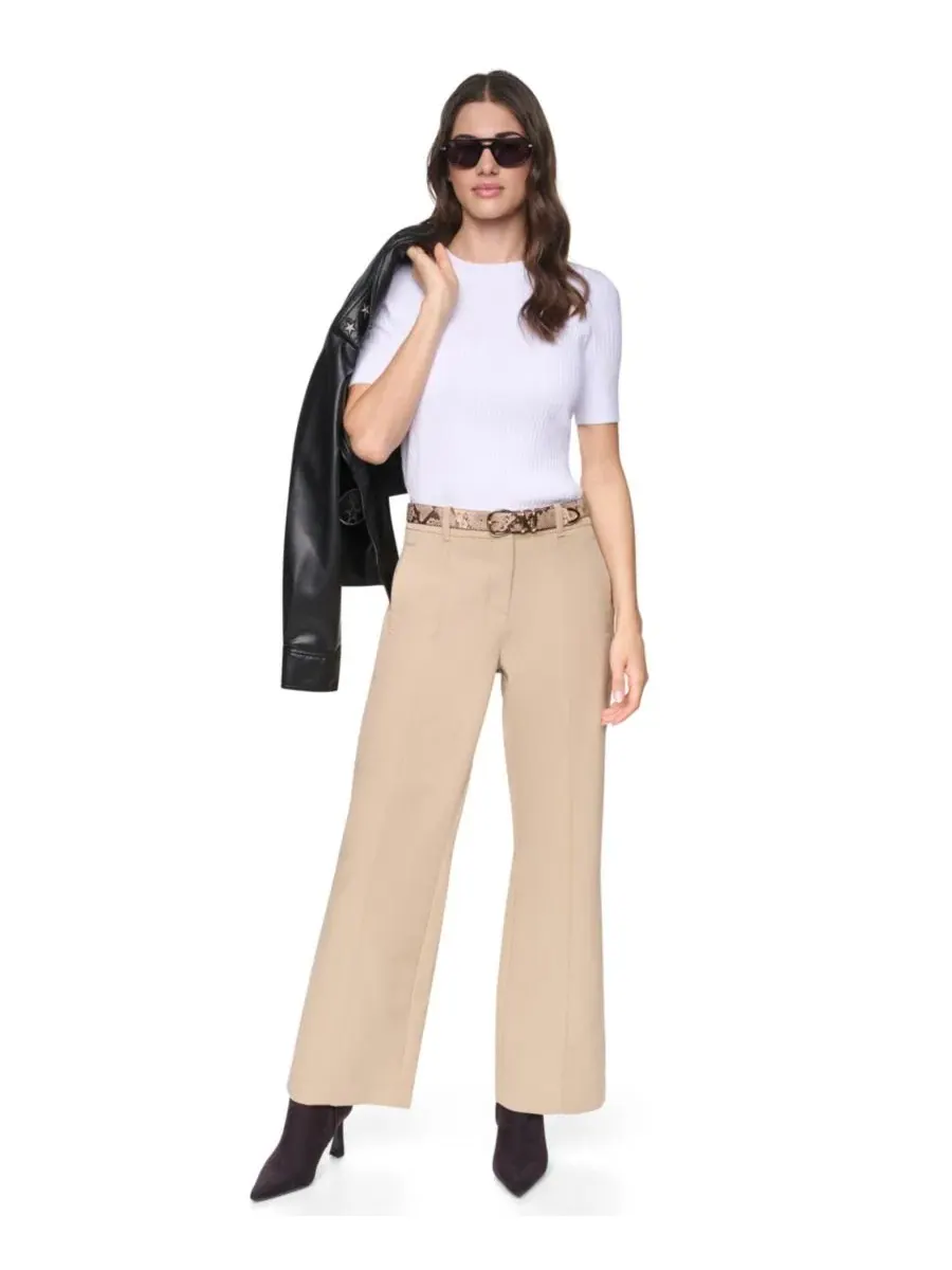 Брюки-клеш с защипами DKNY — изображение 6 из 7, бежевый