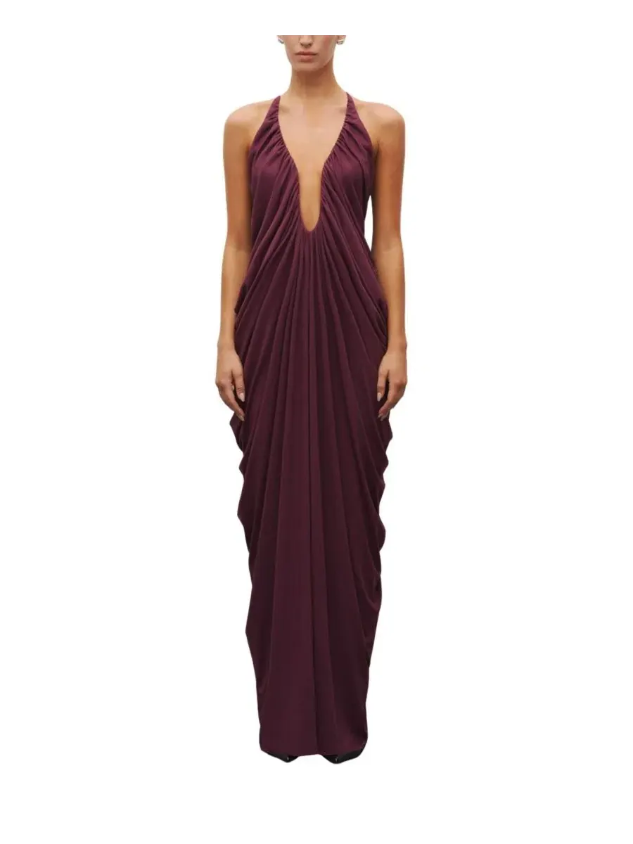 Платье-макси с запахом The Draped Halter Gown Heiress Beverly Hills — красный