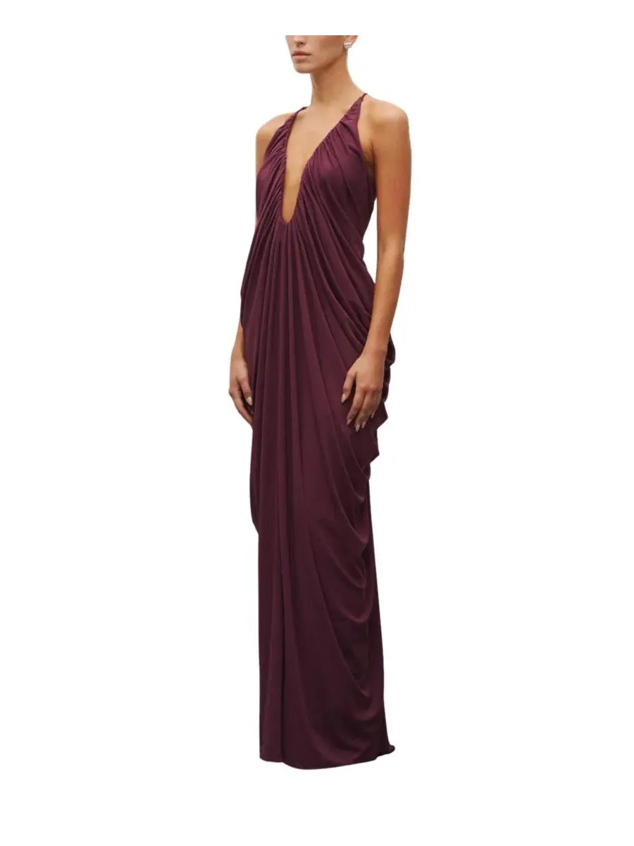 Платье-макси с запахом The Draped Halter Gown Heiress Beverly Hills — изображение 2 из 4, красный