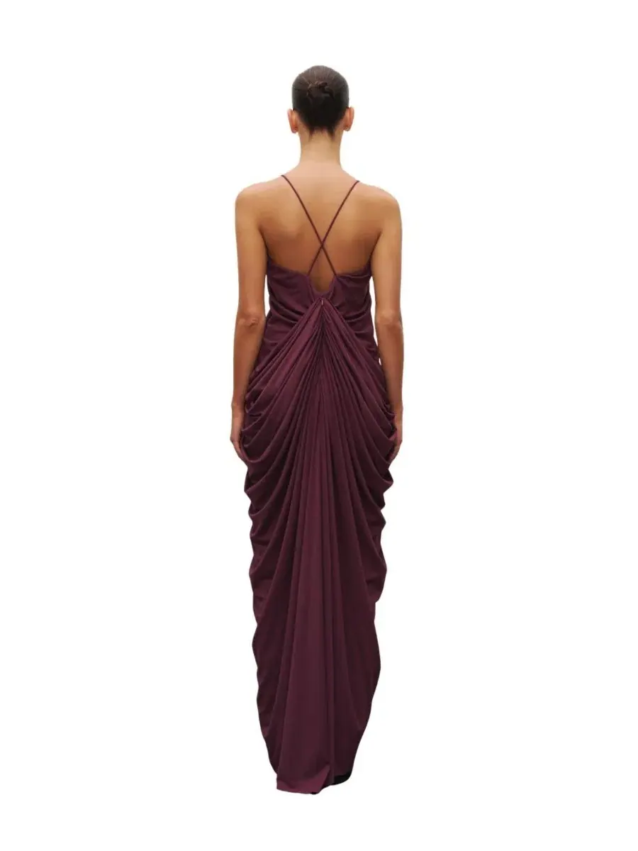 Платье-макси с запахом The Draped Halter Gown Heiress Beverly Hills — изображение 3 из 4, красный