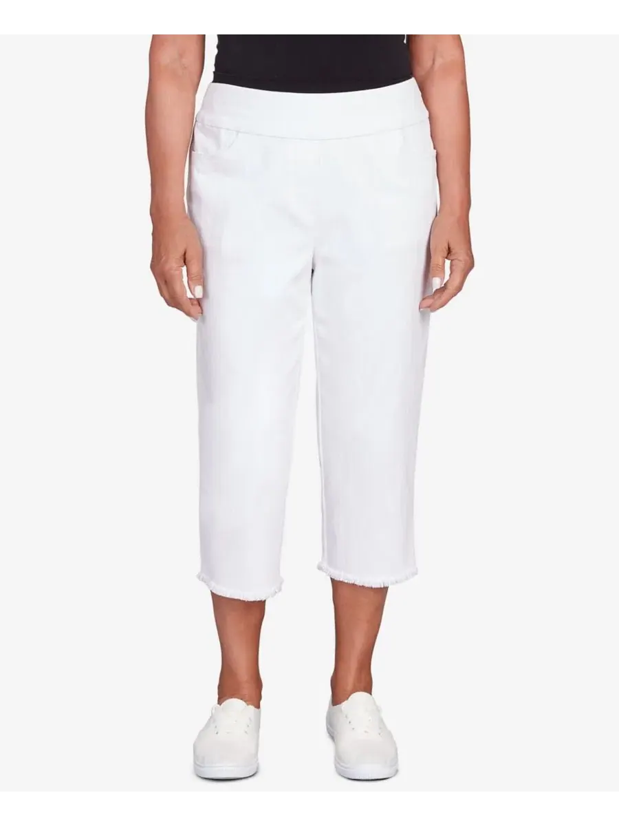 Капри с бахромой Classic Super Stretch Denim Alfred Dunner — изображение 1 из 5, белый