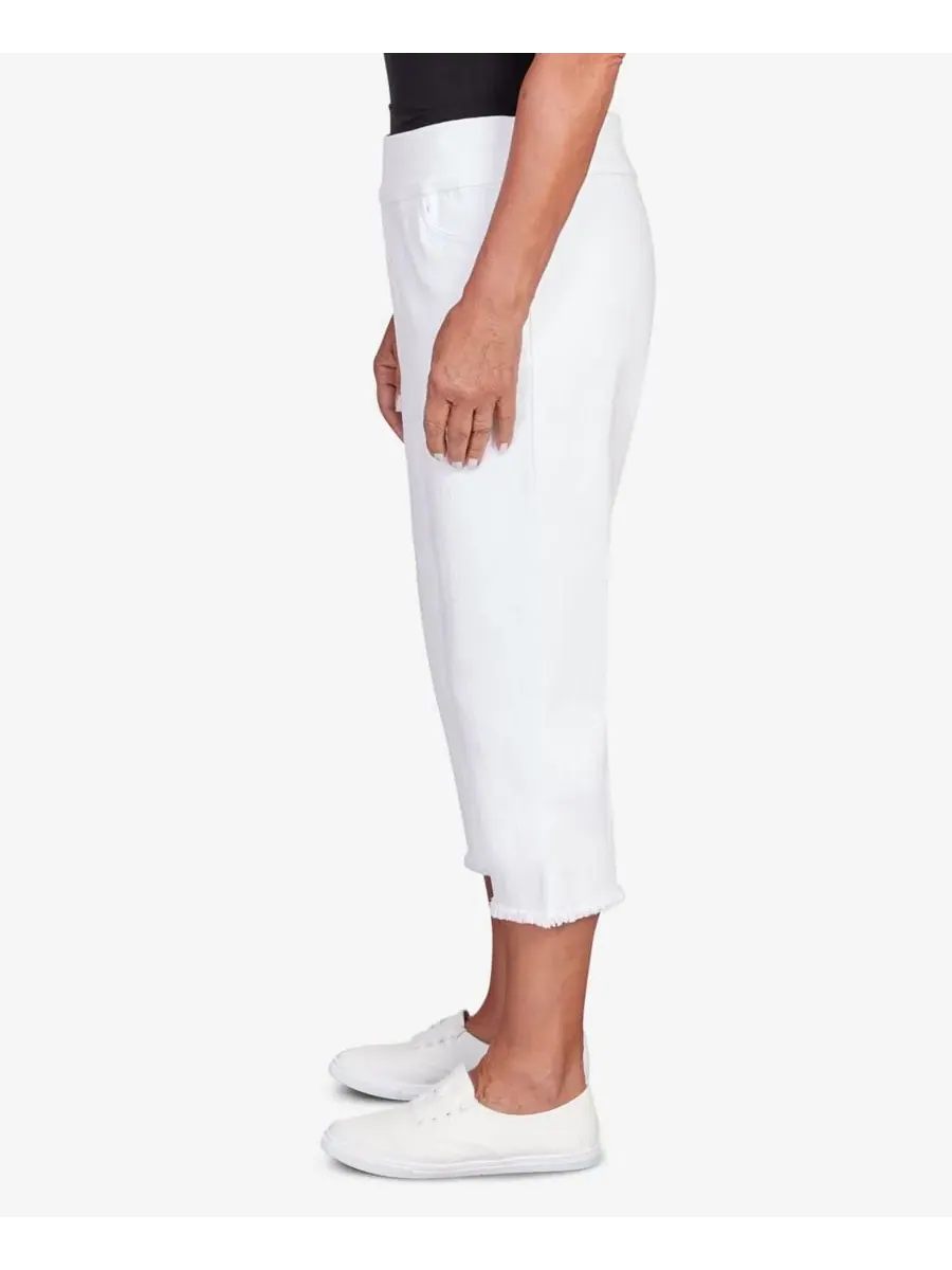 Капри с бахромой Classic Super Stretch Denim Alfred Dunner — изображение 3 из 5, белый