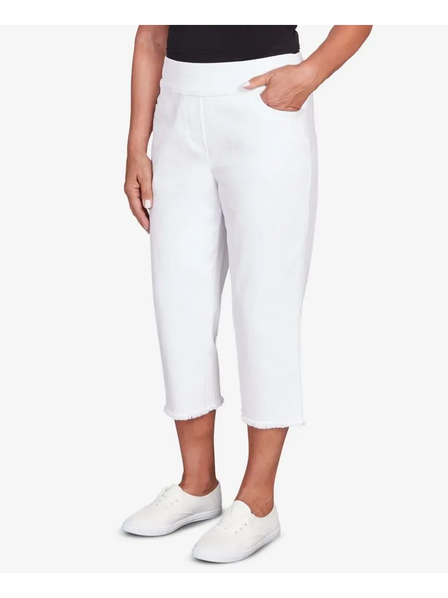 Капри с бахромой Classic Super Stretch Denim Alfred Dunner — изображение 5 из 5, белый