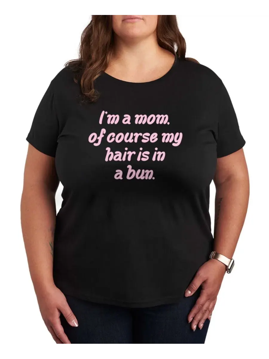 Футболка женская с коротким рукавом с принтом Mom Of Course Hair In Bun Hybrid Apparel — изображение 1 из 3, черный