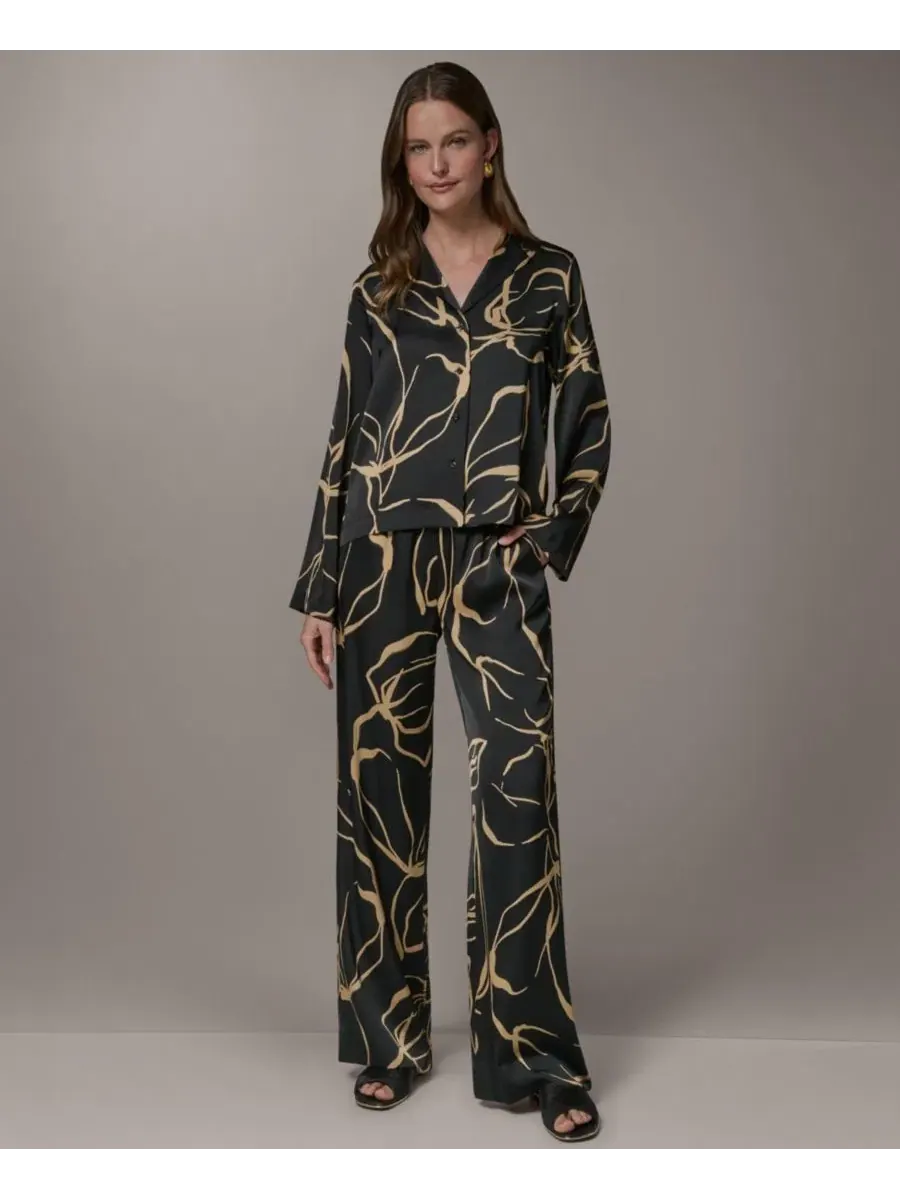 Блузка с воротником и длинным рукавом Donna Karan New York — изображение 2 из 6, черный