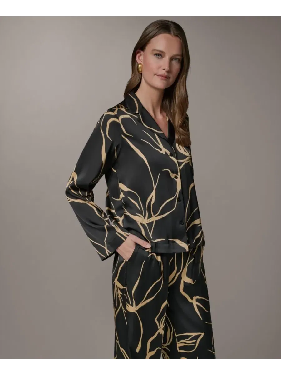 Блузка с воротником и длинным рукавом Donna Karan New York — изображение 3 из 6, черный