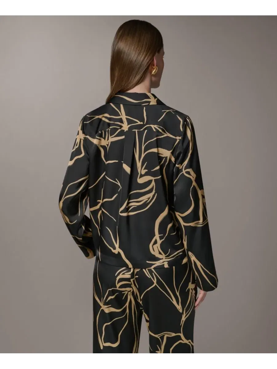 Блузка с воротником и длинным рукавом Donna Karan New York — изображение 4 из 6, черный