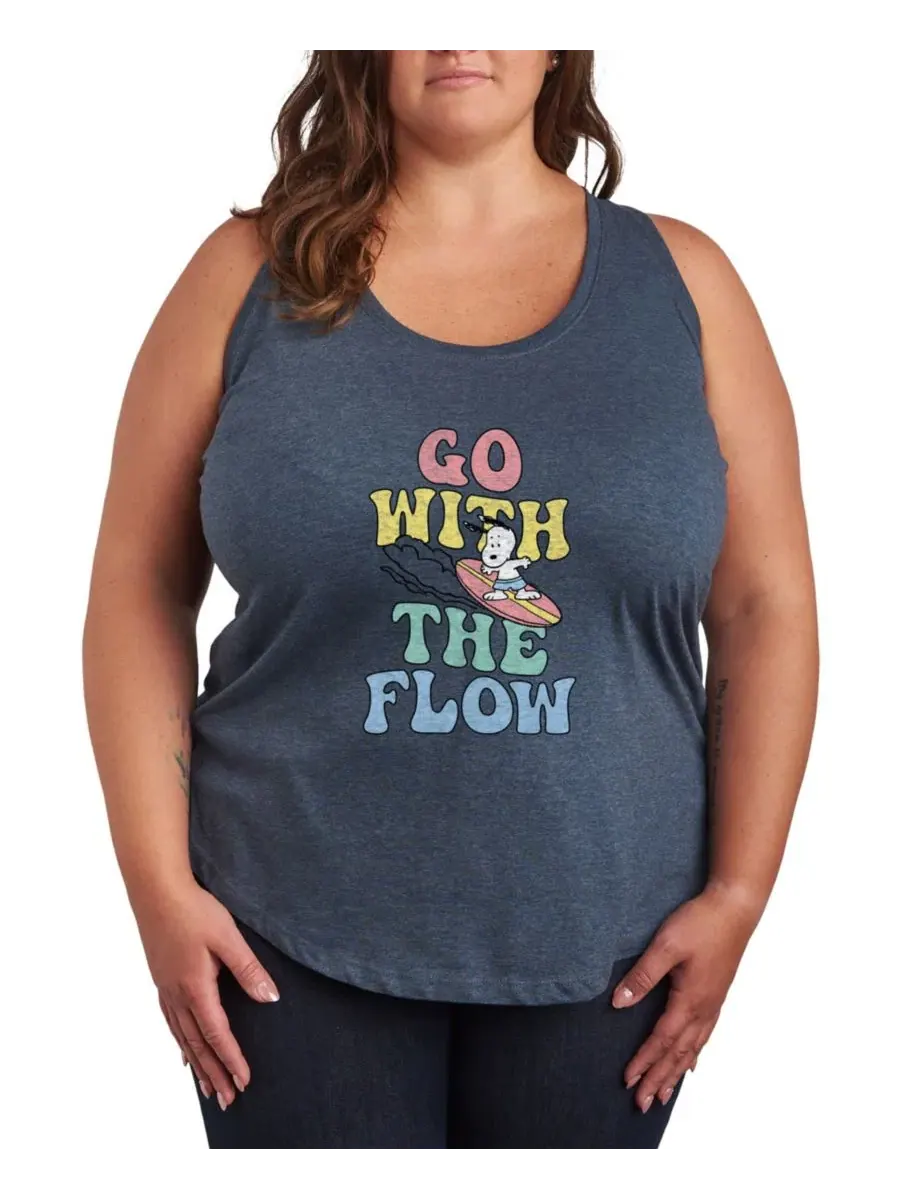 Майка-борцовка Plus Size Peanuts Go with the Flow с графическим принтом Hybrid Apparel — изображение 1 из 3, синий