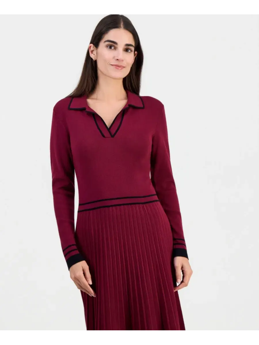 Платье-миди с поло-воротником Color-Blocked T Tahari — изображение 3 из 5