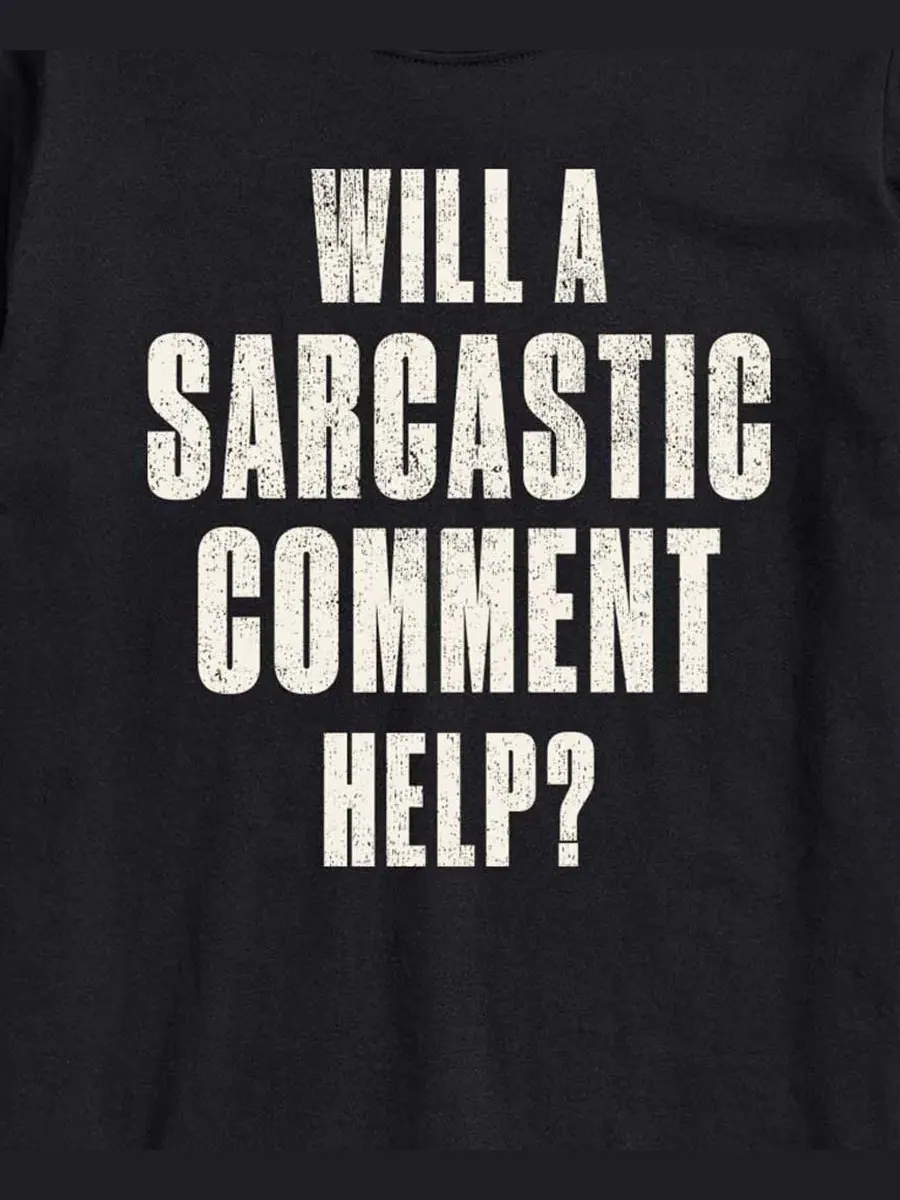 Футболка с принтом Sarcastic Comment Help AIRWAVES — изображение 3 из 3, черный