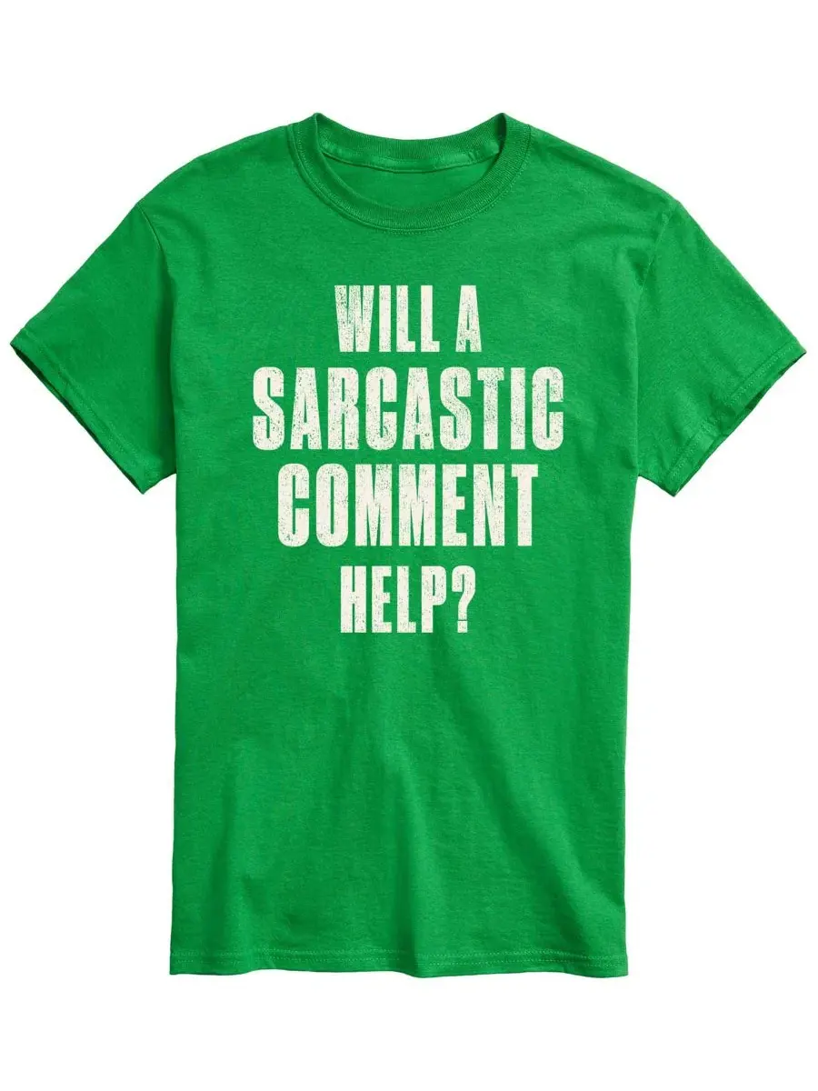 Футболка с принтом Sarcastic Comment Help AIRWAVES — изображение 1 из 3, зеленый