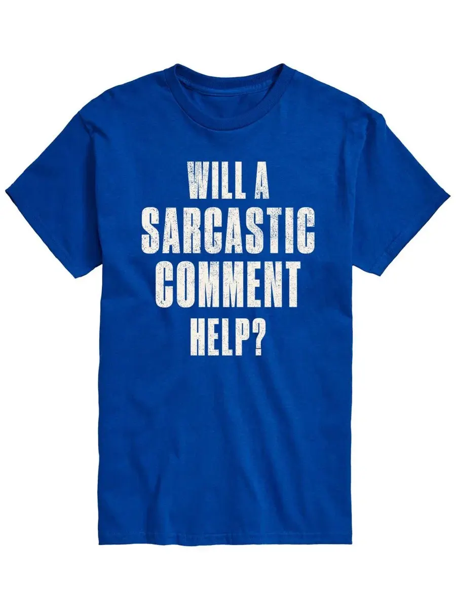 Футболка с принтом Sarcastic Comment Help AIRWAVES — изображение 1 из 3, синий
