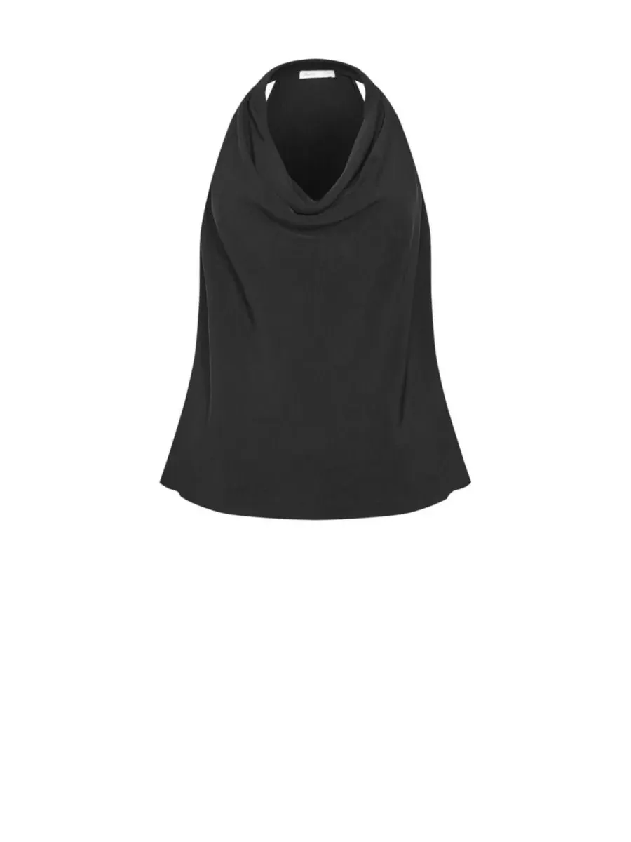 Топ с драпировкой и воротником-хомутом без рукавов, модель Chloe CITY CHIC — изображение 4 из 5, черный