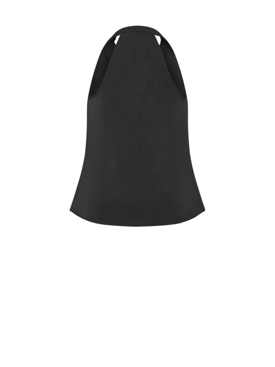 Топ с драпировкой и воротником-хомутом без рукавов, модель Chloe CITY CHIC — изображение 5 из 5, черный