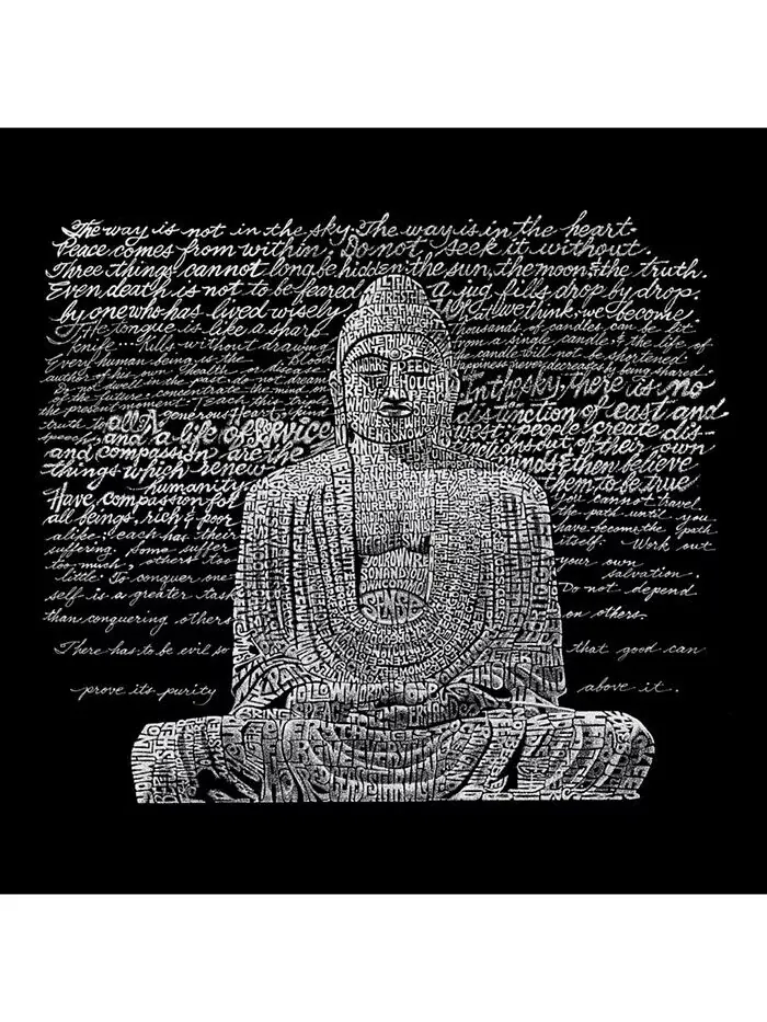 Футболка мужская премиум-класса Word Art - Zen Buddha LA Pop Art — изображение 2 из 2, черный
