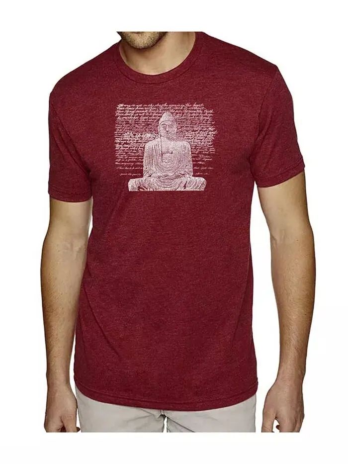 Футболка мужская премиум-класса Word Art - Zen Buddha LA Pop Art — изображение 1 из 2, бордовый