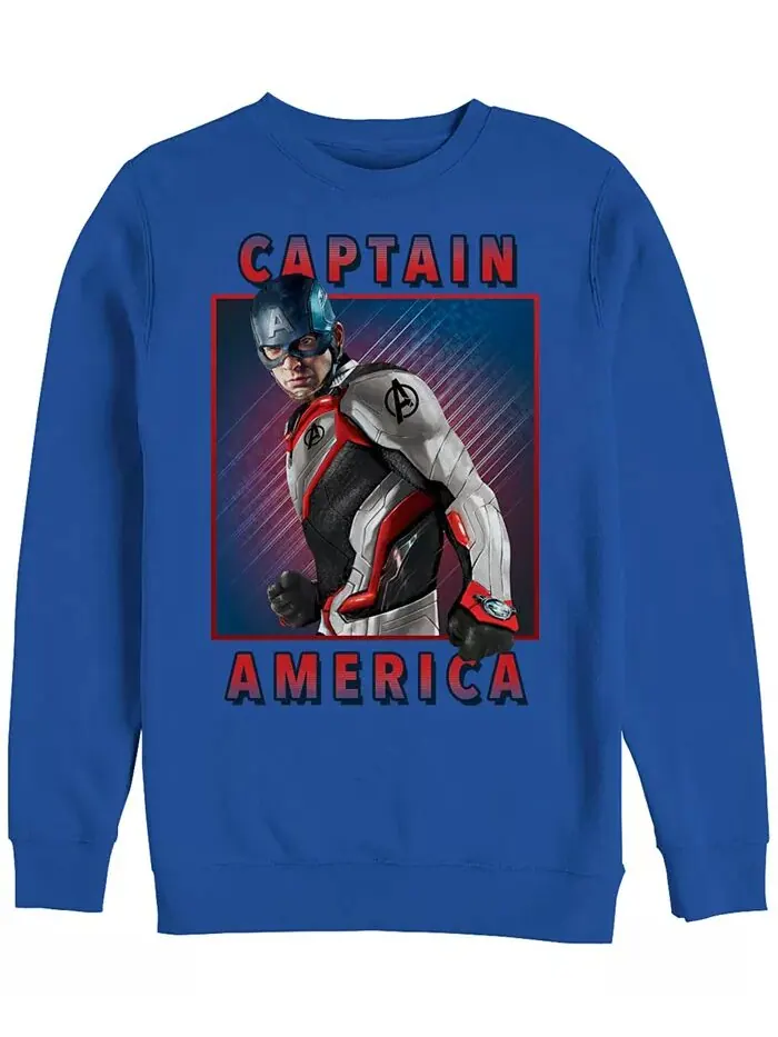 Мужская толстовка Marvel Avengers Endgame Captain America Portrait, флис с круглым вырезом Fifth Sun — изображение 1 из 1