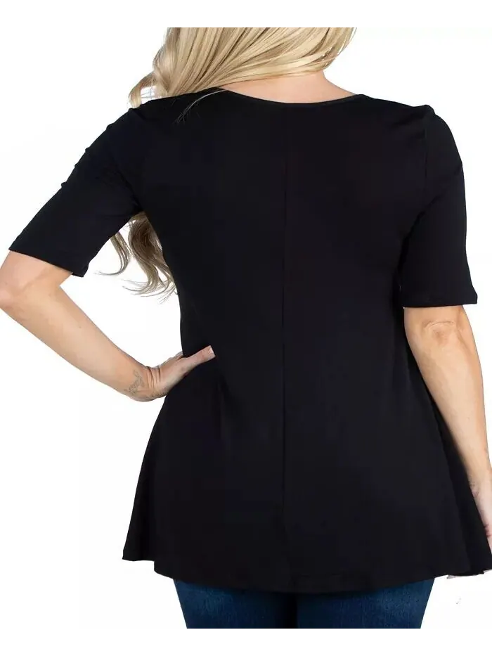 Женская туника-топ с рукавами до локтя 24seven Comfort Apparel — изображение 2 из 3, черный