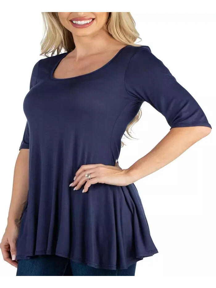 Женская туника-топ с рукавами до локтя 24seven Comfort Apparel — изображение 3 из 3, темно-синий