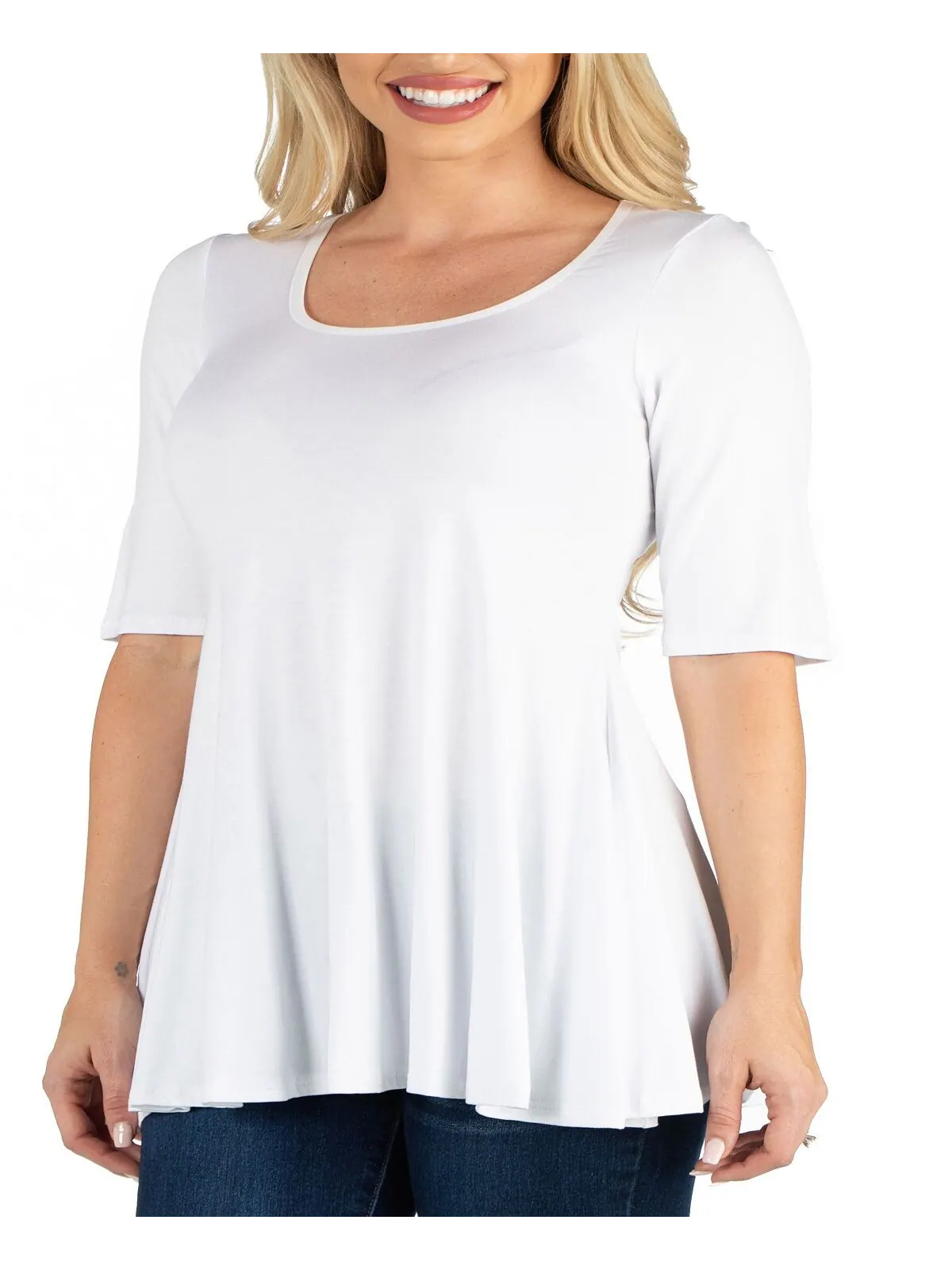 Женский топ-туника с рукавами до локтя 24seven Comfort Apparel — изображение 3 из 3, белый