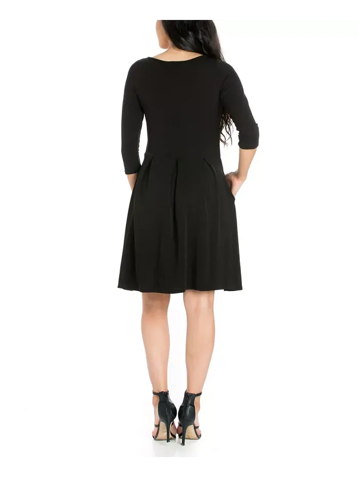 Женское платье Perfect Fit and Flare с карманами 24seven Comfort Apparel — изображение 2 из 4, черный