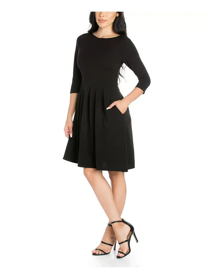 Женское платье Perfect Fit and Flare с карманами 24seven Comfort Apparel — изображение 3 из 4, черный