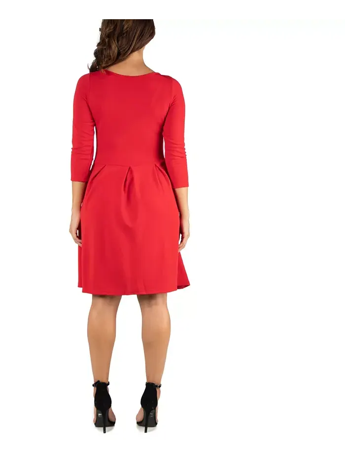 Женское платье Perfect Fit and Flare с карманами 24seven Comfort Apparel — изображение 2 из 4, красный