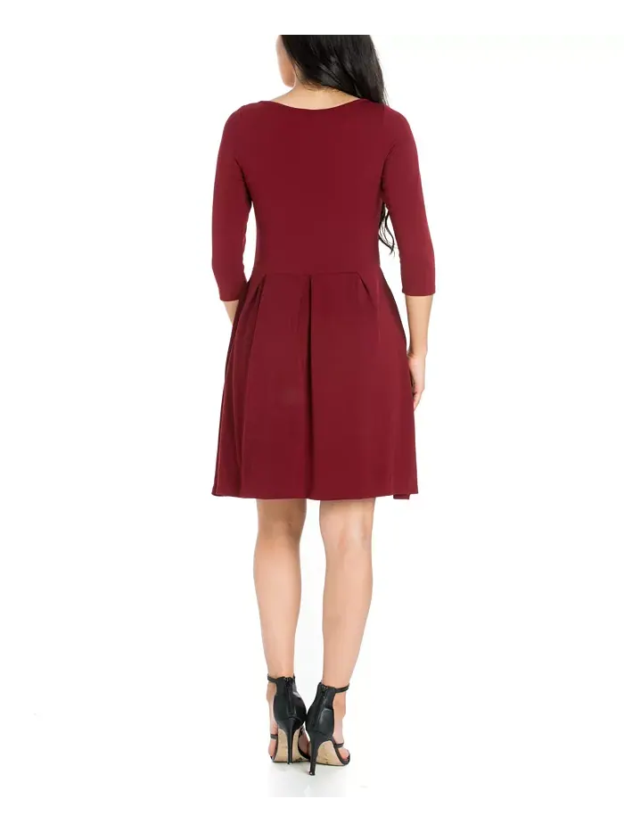 Женское платье Perfect Fit and Flare с карманами 24seven Comfort Apparel — изображение 2 из 4, бордовый