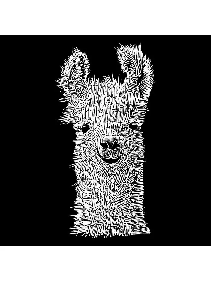 Футболка мужская премиум-класса с надписью Word Art - Llama LA Pop Art — изображение 2 из 2, черный