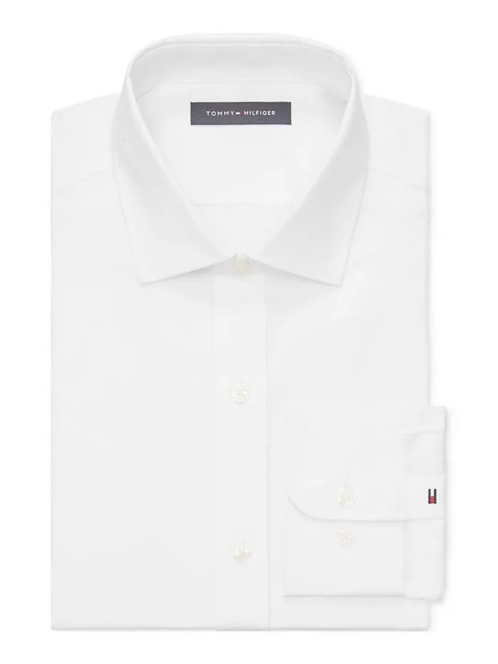 Рубашка Tommy Hilfiger Slim Fit TH Flex Essentials Wrinkle Resistant Stretch — изображение 3 из 3, белый
