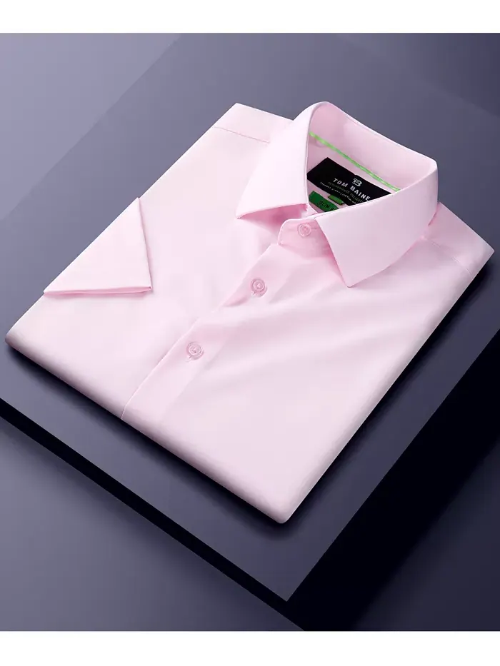 Мужская облегающая рубашка с коротким рукавом Performance Button Down Tom Baine — изображение 2 из 8, розовый
