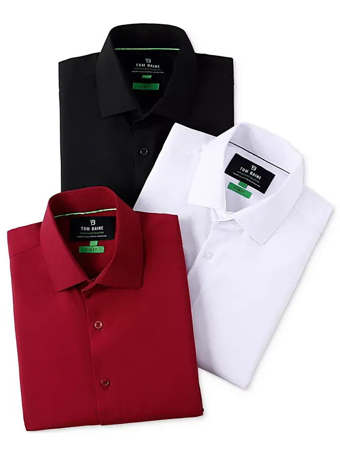 Мужская облегающая рубашка с коротким рукавом Performance Button Down Tom Baine — изображение 8 из 8, розовый