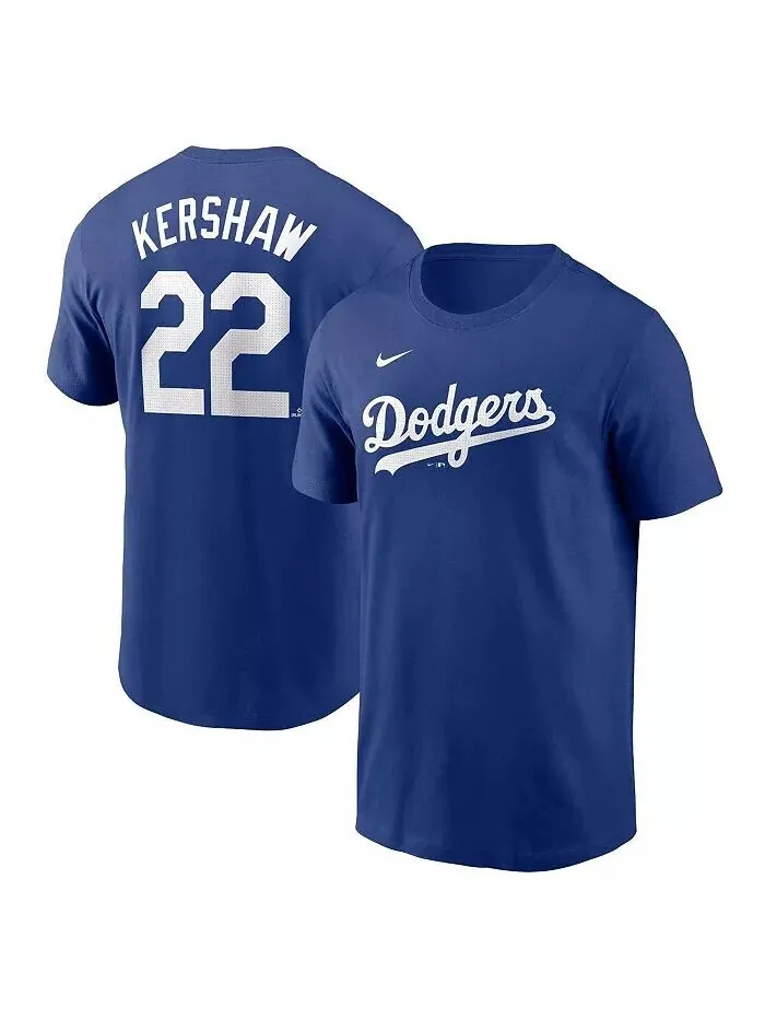Мужская футболка Clayton Kershaw Royal Los Angeles Dodgers Fuse с именем и номером Nike — изображение 1 из 3, королевский