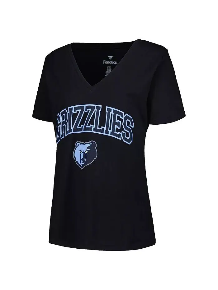 Женская черная футболка Memphis Grizzlies размера плюс с логотипом Arch Over и V-образным вырезом — изображение 3 из 3
