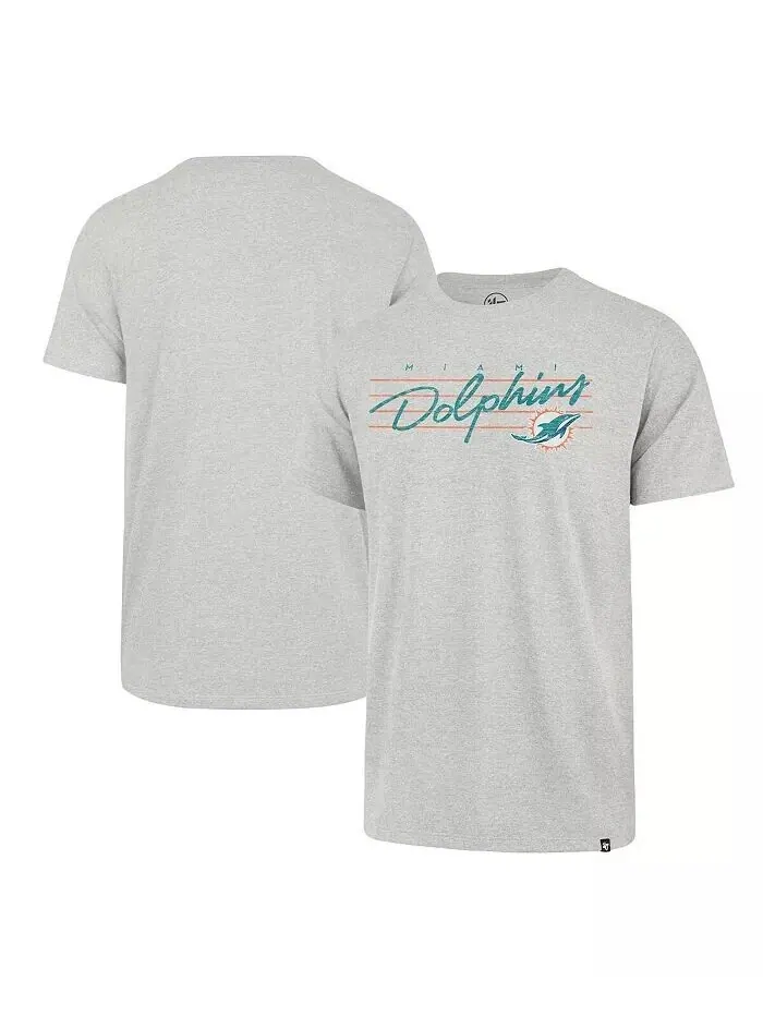 Мужская серая футболка с эффектом потертости Miami Dolphins Downburst Franklin '47 Brand — изображение 1 из 3, серый