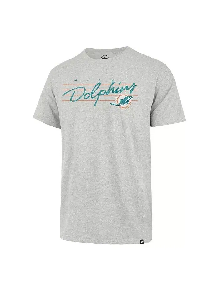 Мужская серая футболка с эффектом потертости Miami Dolphins Downburst Franklin '47 Brand — изображение 3 из 3, серый