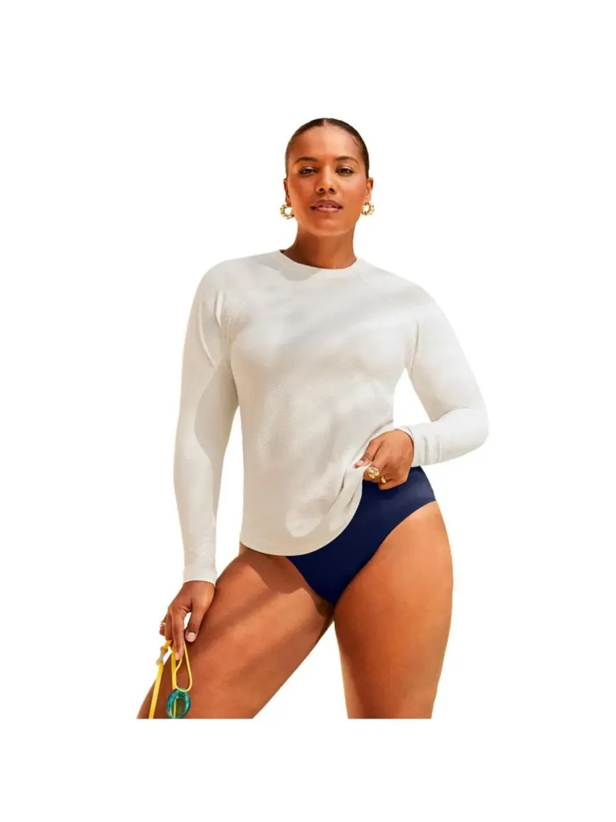 Рашгард с длинным рукавом, с защитой UPF 50 Swimsuits for All — изображение 1 из 3, белый