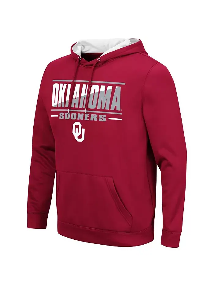 Мужская толстовка с капюшоном Oklahoma Sooners Slash Stack 2.0 Colosseum — изображение 2 из 5, красный