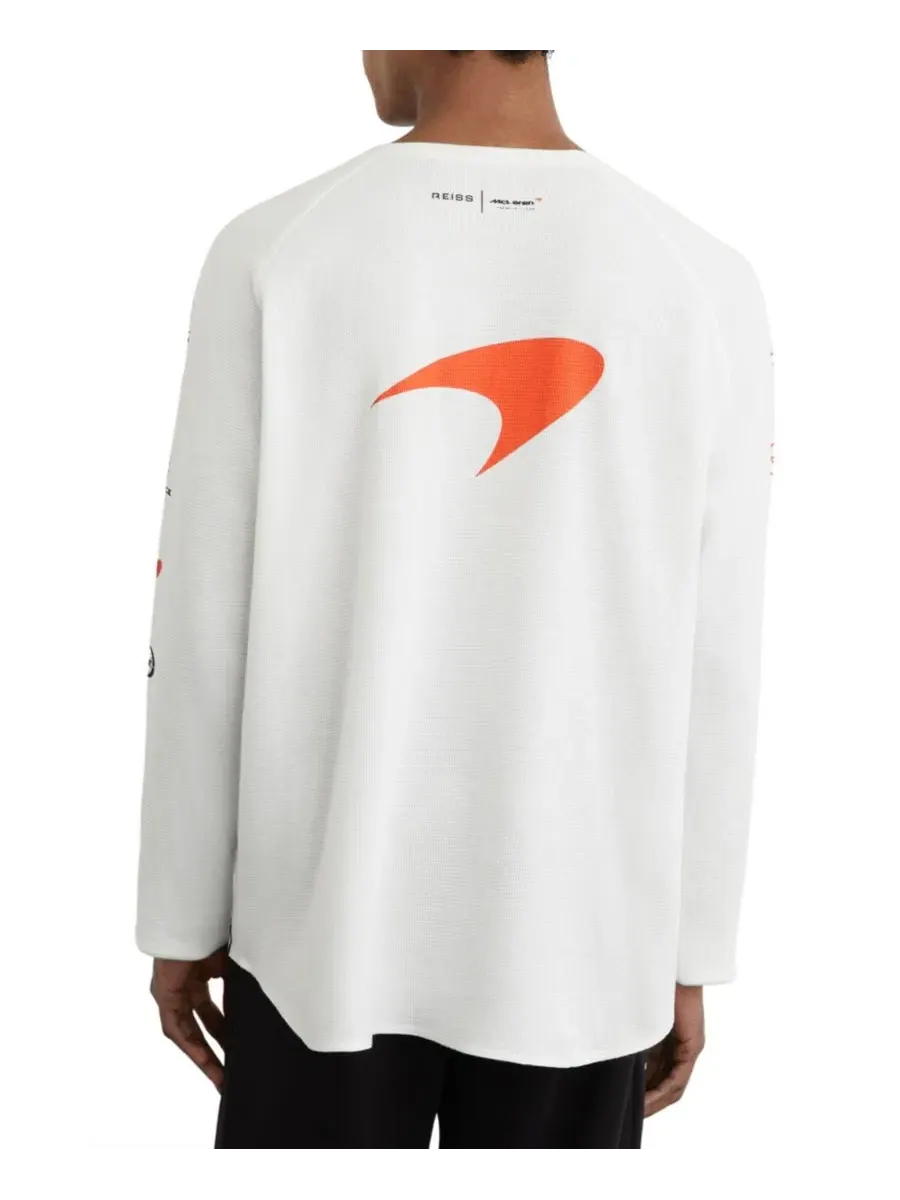 Футболка с вафельной текстурой Kruz Logo Waffle Textured REISS — изображение 5 из 5, белый