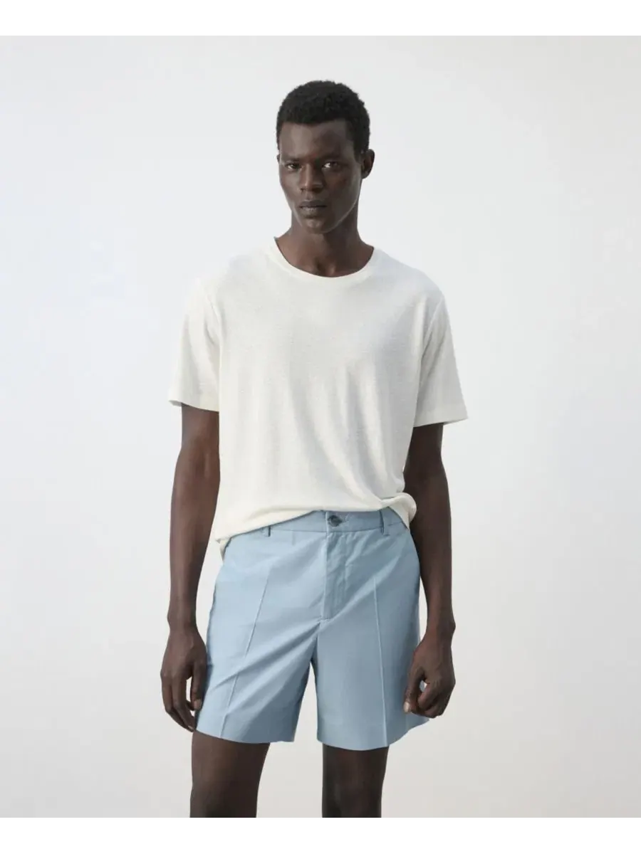 Футболка с коротким рукавом из льняной смеси Slim Fit MANGO — изображение 1 из 3, белый