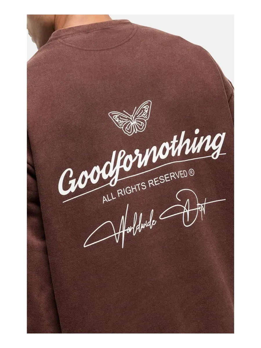 Свитшот мужской с принтом Washed Cult Good For Nothing — изображение 5 из 5, красный