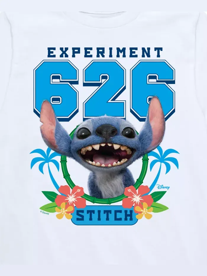 Футболка с принтом Lilo & Stitch, модель Live Action Stitch 626, для мальчиков старшего возраста — изображение 3 из 3, белый