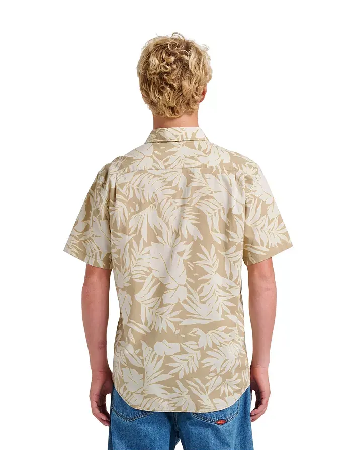 Мужская классическая рубашка с коротким рукавом Palm Trip Quiksilver — изображение 2 из 7, коричневый/бежевый