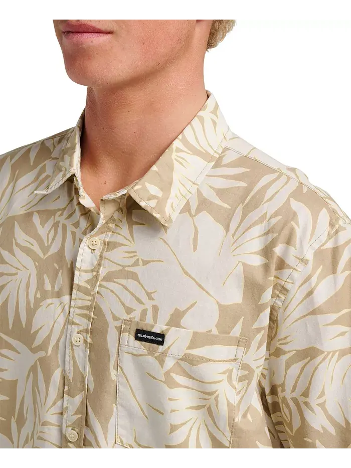 Мужская классическая рубашка с коротким рукавом Palm Trip Quiksilver — изображение 4 из 7, коричневый/бежевый